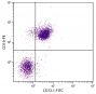 DBA/2 mouse splenocytes were stained with Mouse Anti-Mouse CD72.1-FITC (SB Cat. No. 1725-02) and Rat Anti-Mouse CD19-PE (SB Cat. No. 1575-09).