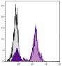 Chicken peripheral blood lymphocytes were stained with Mouse Anti-Chicken CD28-UNLB (SB Cat. No. 8260-01) followed by Goat Anti-Mouse IgG<sub>1</sub>, Human ads-FITC (SB Cat. No. 1070-02).