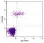 Human peripheral blood lymphocytes were stained with Goat F(ab')<sub>2</sub> Anti-Human IgD-UNLB (SB Cat. 2032-01) and Mouse Anti-Human CD19-PE (SB Cat. No. 9340-09) followed by Swine Anti-Goat IgG(H+L), Human/Rat/Mouse SP ads-FITC (SB Cat. No. 6300-02).