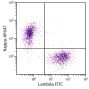 CD19+ human B-lymphocytes were stained with Goat Anti-Human Kappa-AF647 (SB Cat. 2060-31) and Goat F(ab')<sub>2</sub> Anti-Human Lambda, Mouse ads-FITC (SB Cat. No. 2072-02).