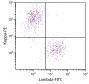 CD19+ human B-lymphocytes were stained with Goat Anti-Human Lambda-FITC (SB Cat. 2070-02) and Goat F(ab')<sub>2</sub> Anti-Human Kappa-PE (SB Cat. No. 2062-09).