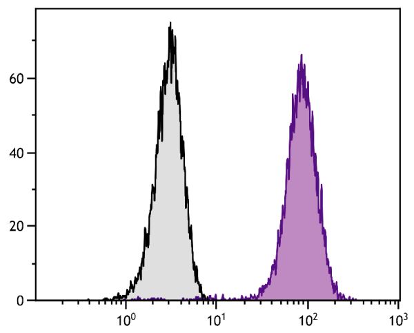 Human T cell leukemia cell line Jurkat was intracellularly stained with Mouse Anti-Human CD107b-AF647 (SB Cat. No. 9840-31).