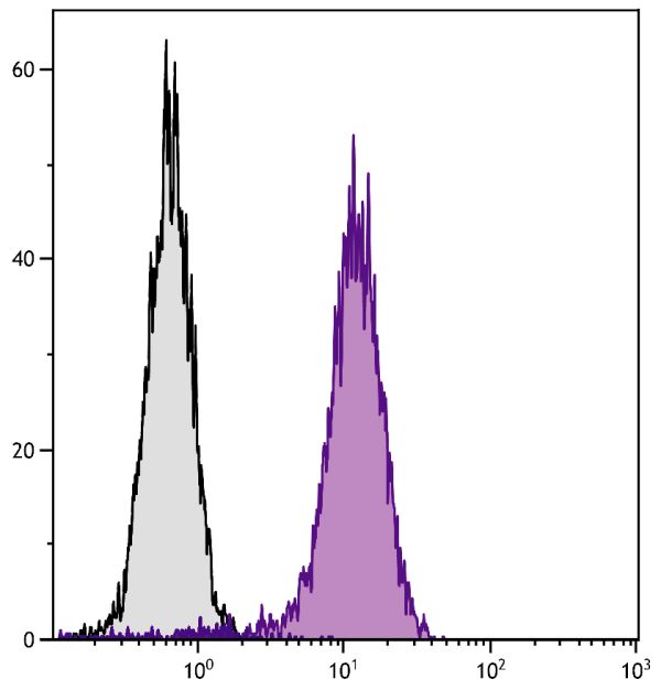 Human T cell leukemia cell line Jurkat was intracellularly stained with Mouse Anti-Human CD107a-BIOT (SB Cat. No. 9835-08) followed by Streptavidin-FITC (SB Cat. No. 7100-02).